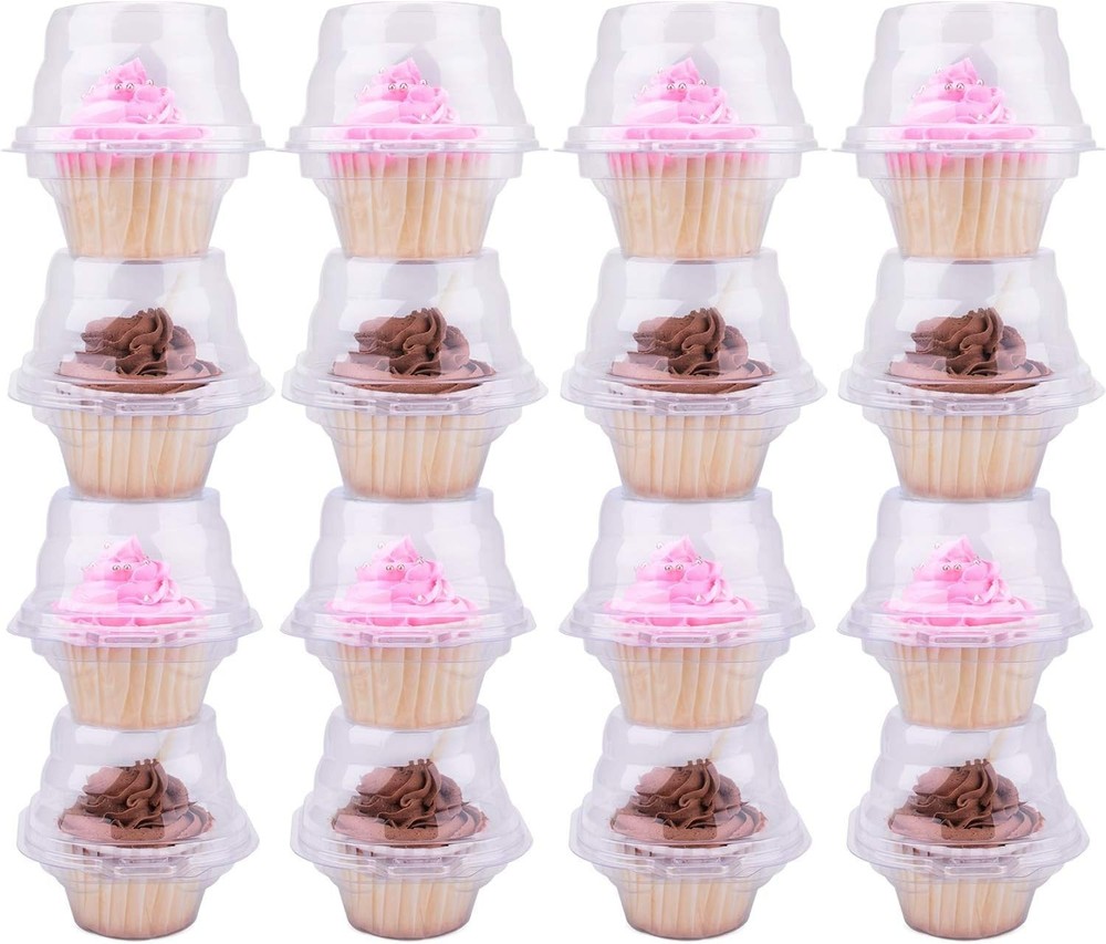 Elegant 50-Pack Cupcake Boxes - Durable Stackable Containers for Celebrations