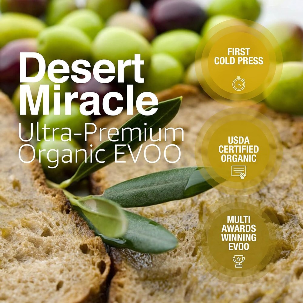 Desert Miracle Cold Pressed Polyphenol Rich Moroccan Olive Oil. First Cold Press