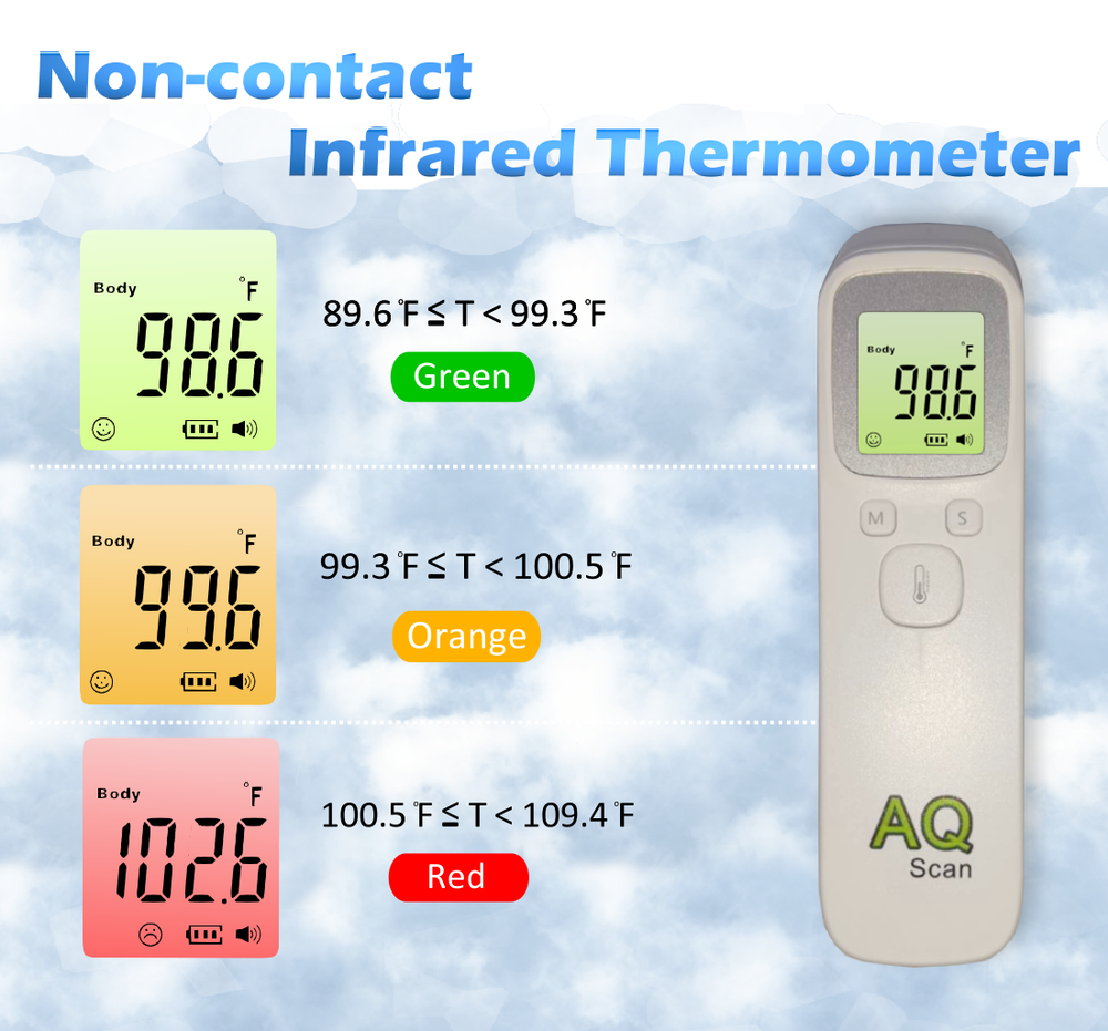 Touchless Thermometer, Forehead Thermometer with Fever Alarm and Memory Function