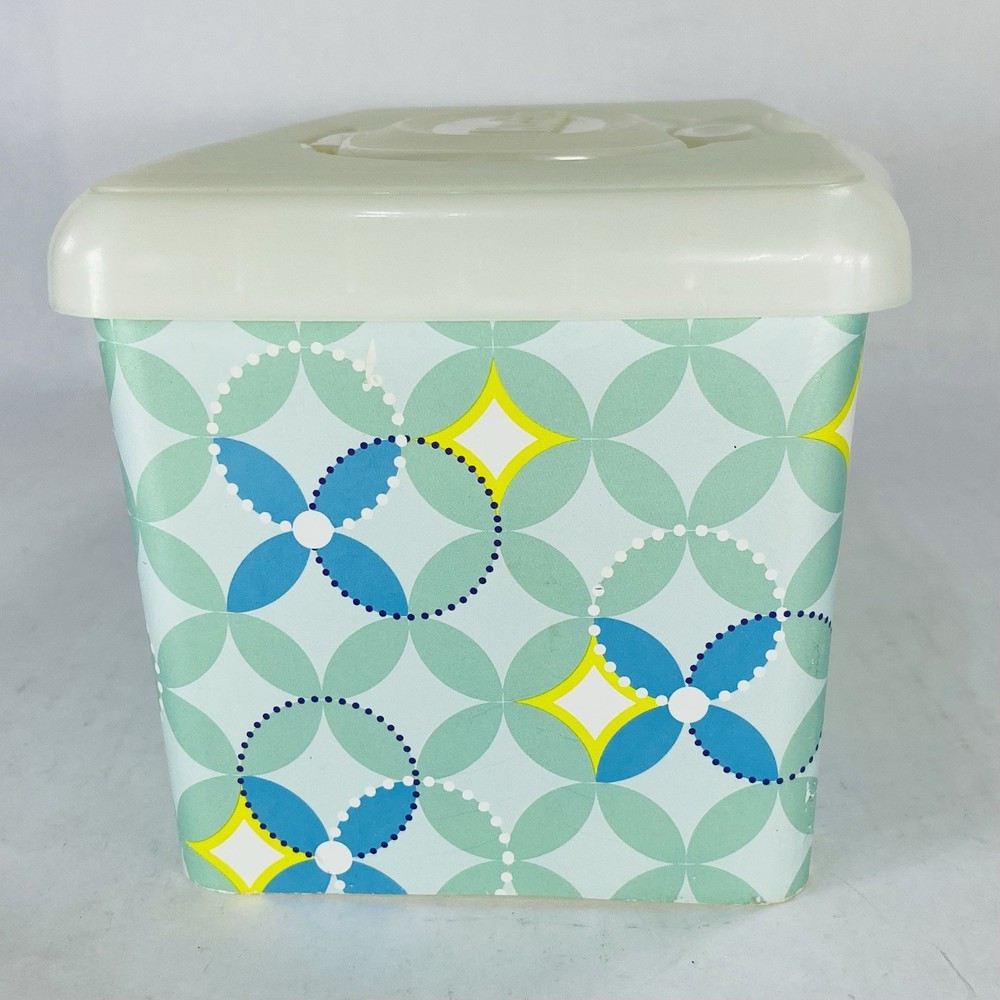 Huggies Empty Wipe Container Pop Top Design Refillable Geometric Blue Green