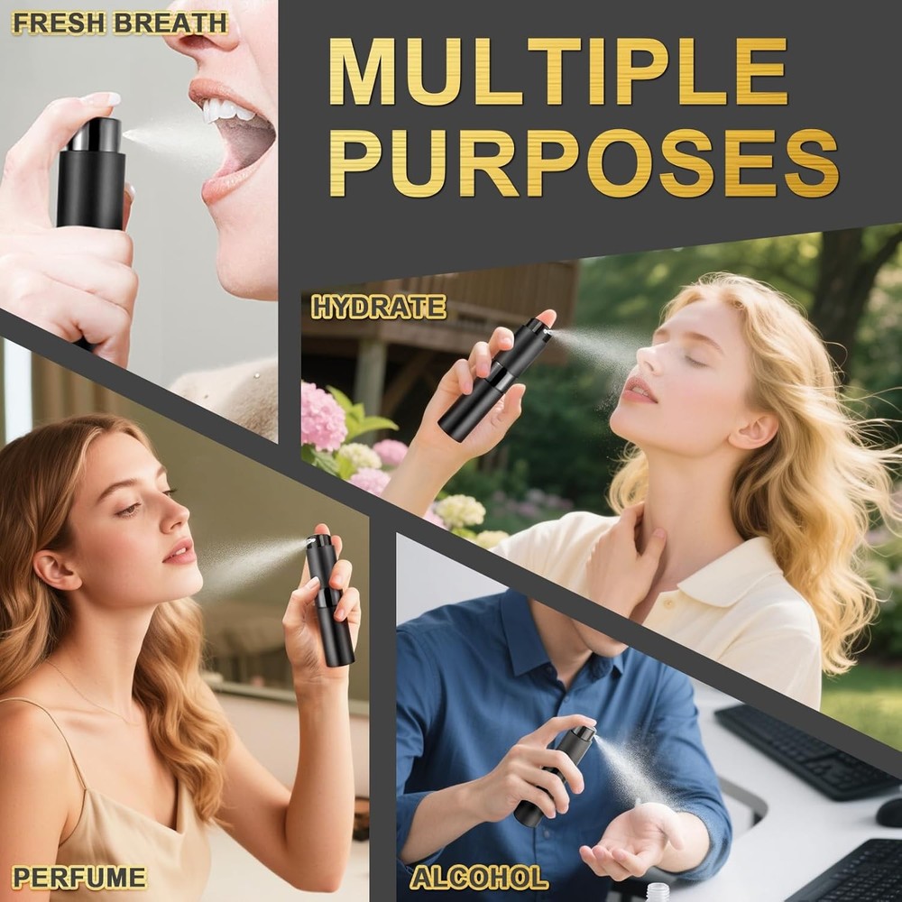 8ML Refillable Perfume Spray Bottles - Travel Atomizer Set with Removable Inner
