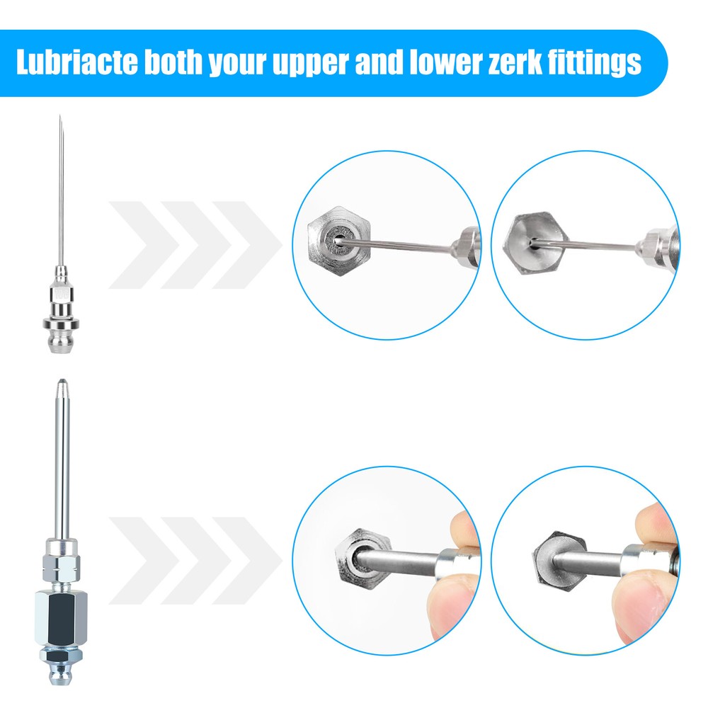 90 Degree Coupler Needle Nozzle Grease Injection Needle w/ Cap for Zerk Fitting