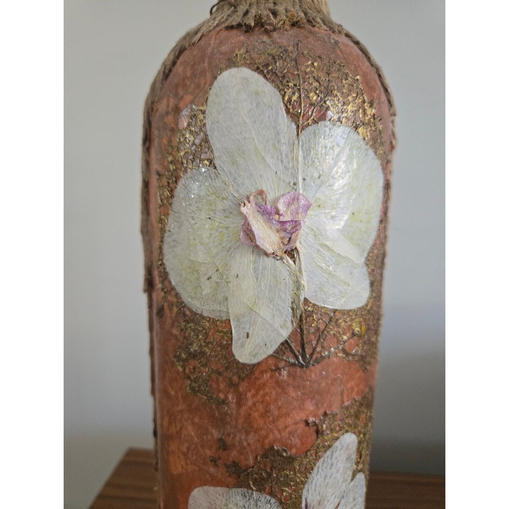Handmade Papier Mache Applique Collage Decorative Bottle
