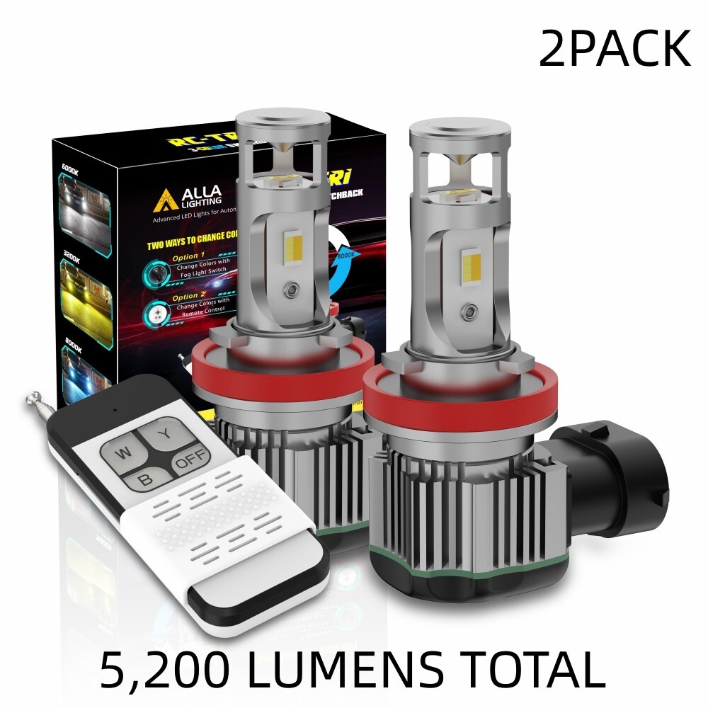 3-Color Switchback LED Fog Light Bulbs,H11 Fog Lamps for Toyota,White Yellow Blu