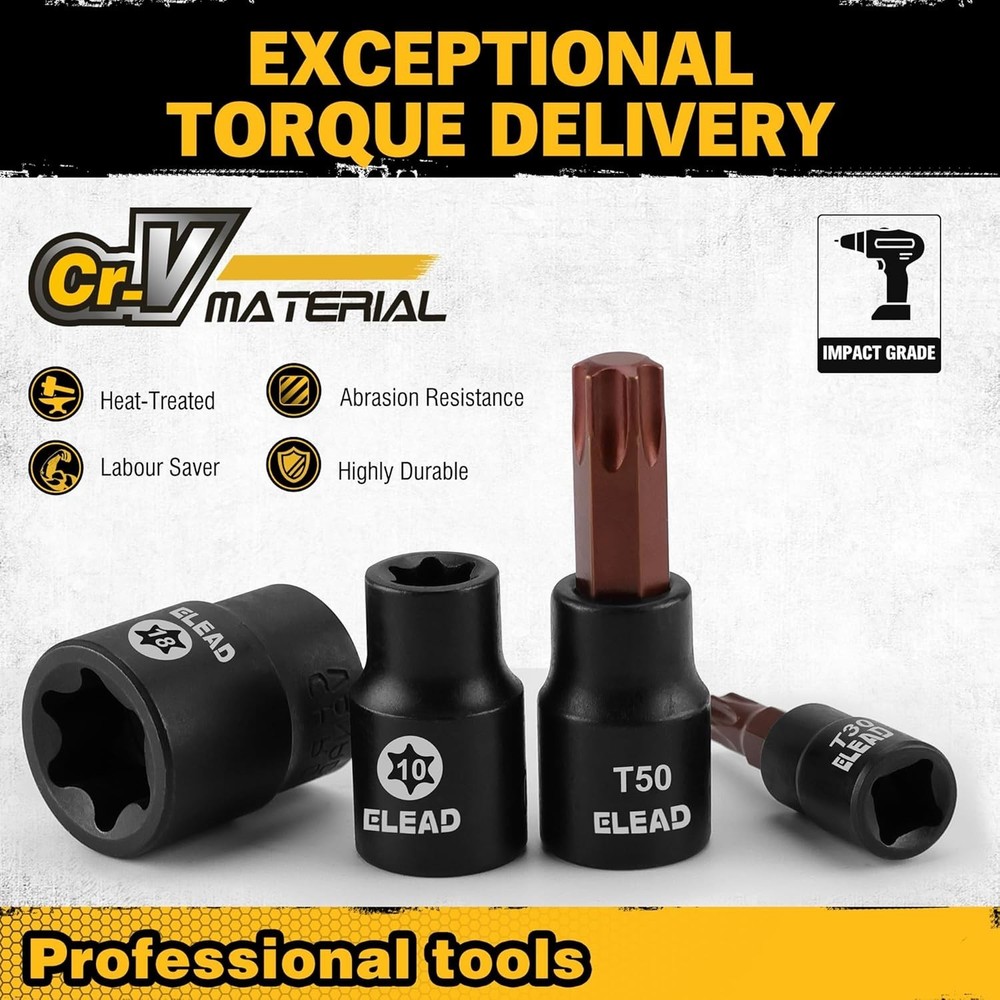 Complete 31-Piece Torx Bit Socket Set: High Torque for Mechanics & DIY Projects