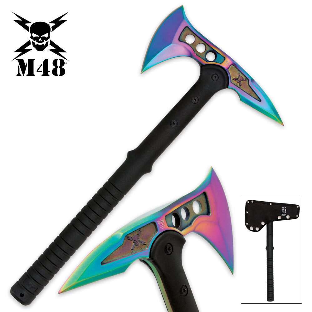 Rainbow Survival Tomahawk Tactical Throwing Axe with Sheath Hatchet Knife