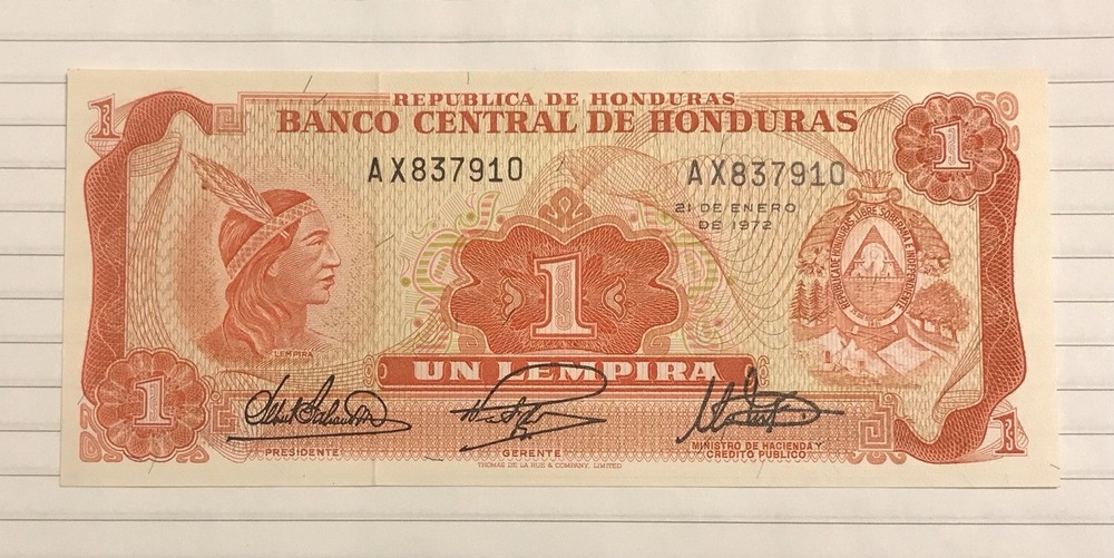 Honduras 1 Lempira 1972 P-55b UNC
