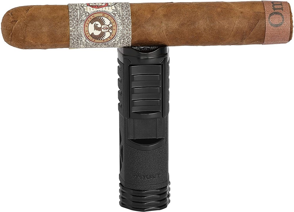 Xikar Tactical 1 Single Jet Flame Lighter, Cigar Rest On Top, Black