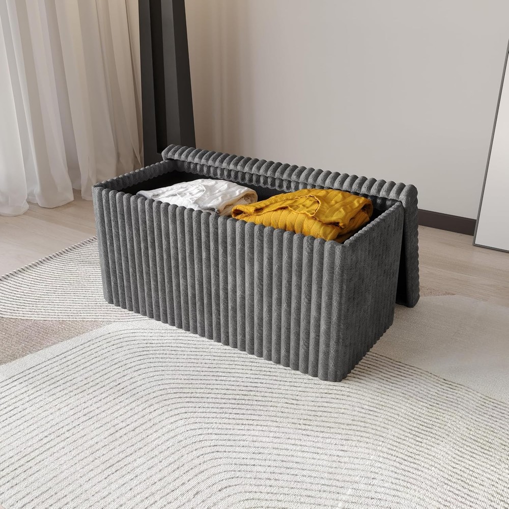Florence 30" Upholstered Folding Storage Bench Tufted Top Space-Saving Storage