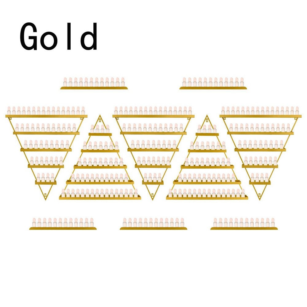 10 Pcs Set Triangular Nail Polish Racks Wall-mounted Cosmetics Display Rack Gold