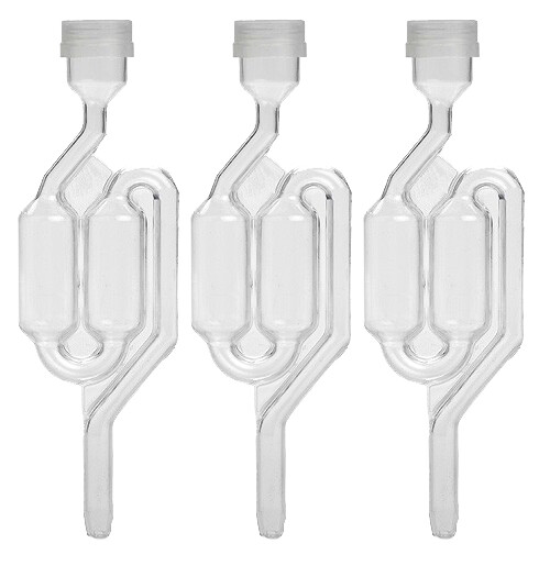 3ct. - S-Shape Airlock with #6 Stopper - Set of 3 (Bubble Airlock)