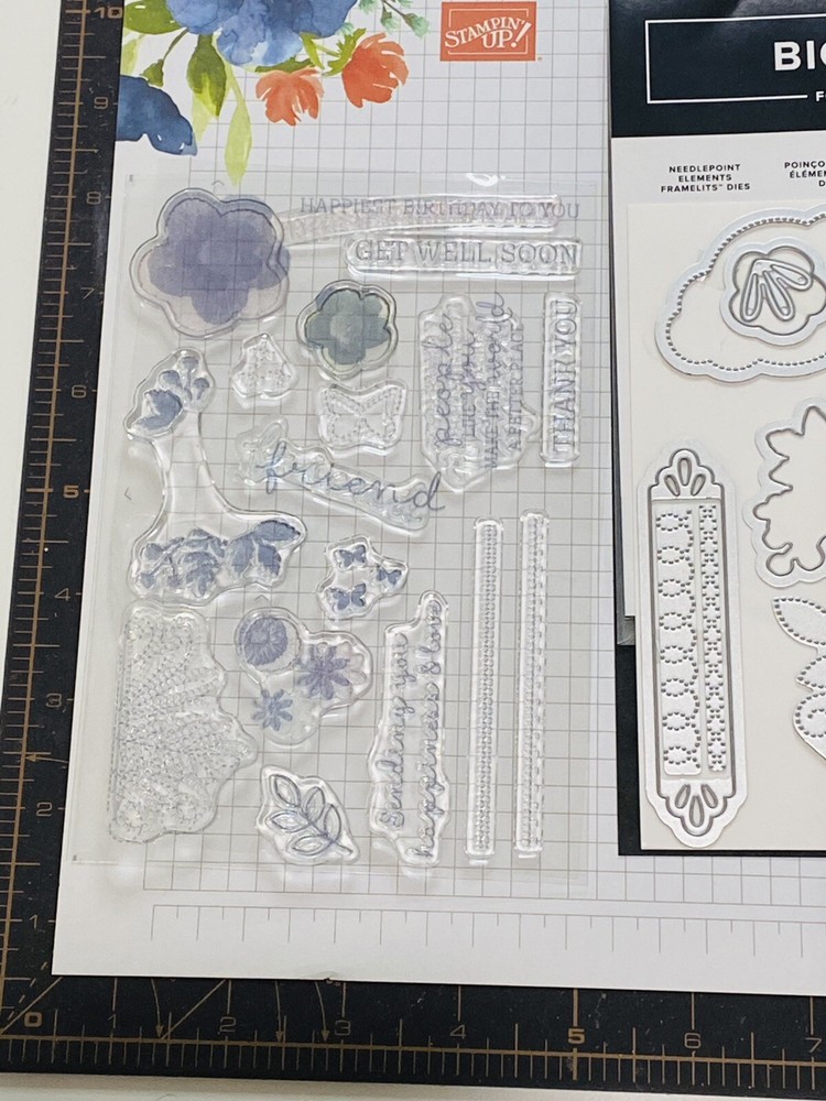 Stampin’ Up! Needle & Thread Stamps Needlepoint Elements Framelits Dies