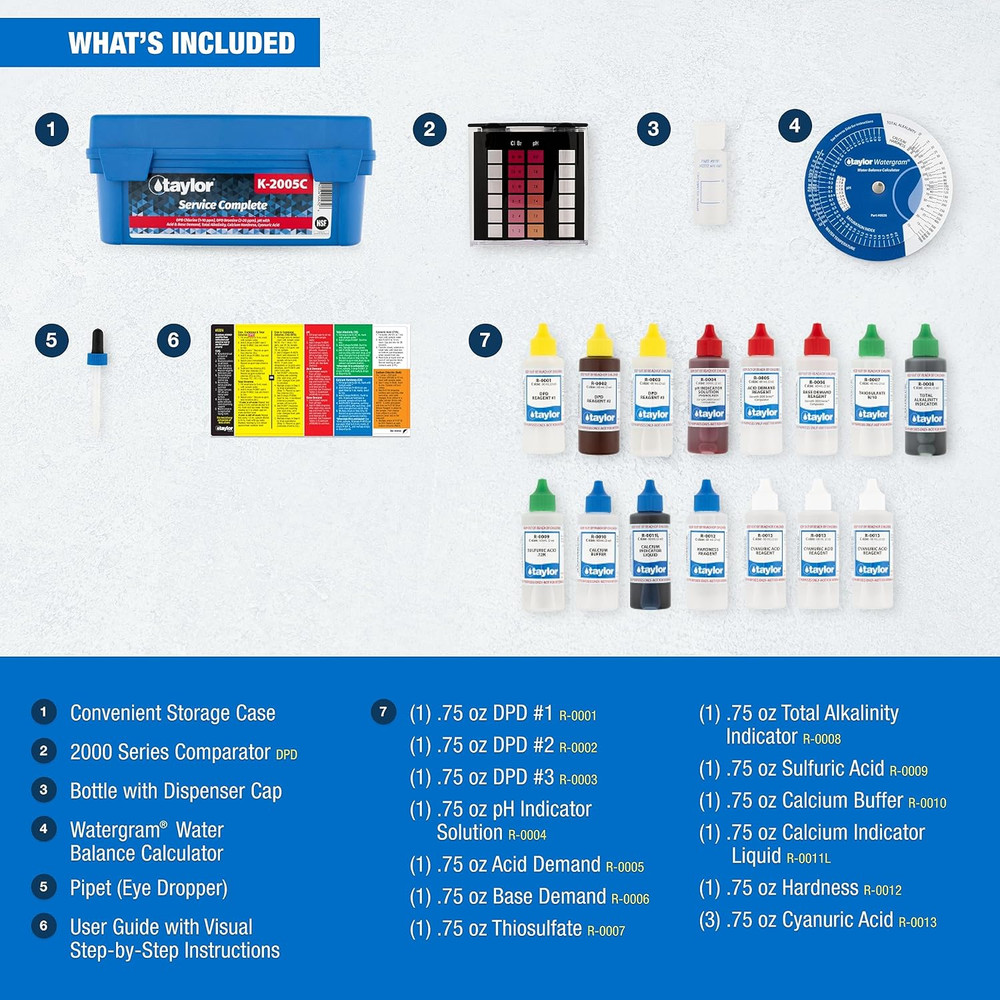 Complete Pool & Spa Test Kit - High Range K-2005C 2 Oz Reagents