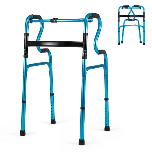 One-Button Folding Aluminum Walking Frame Walker Folding Walker for Seniors and