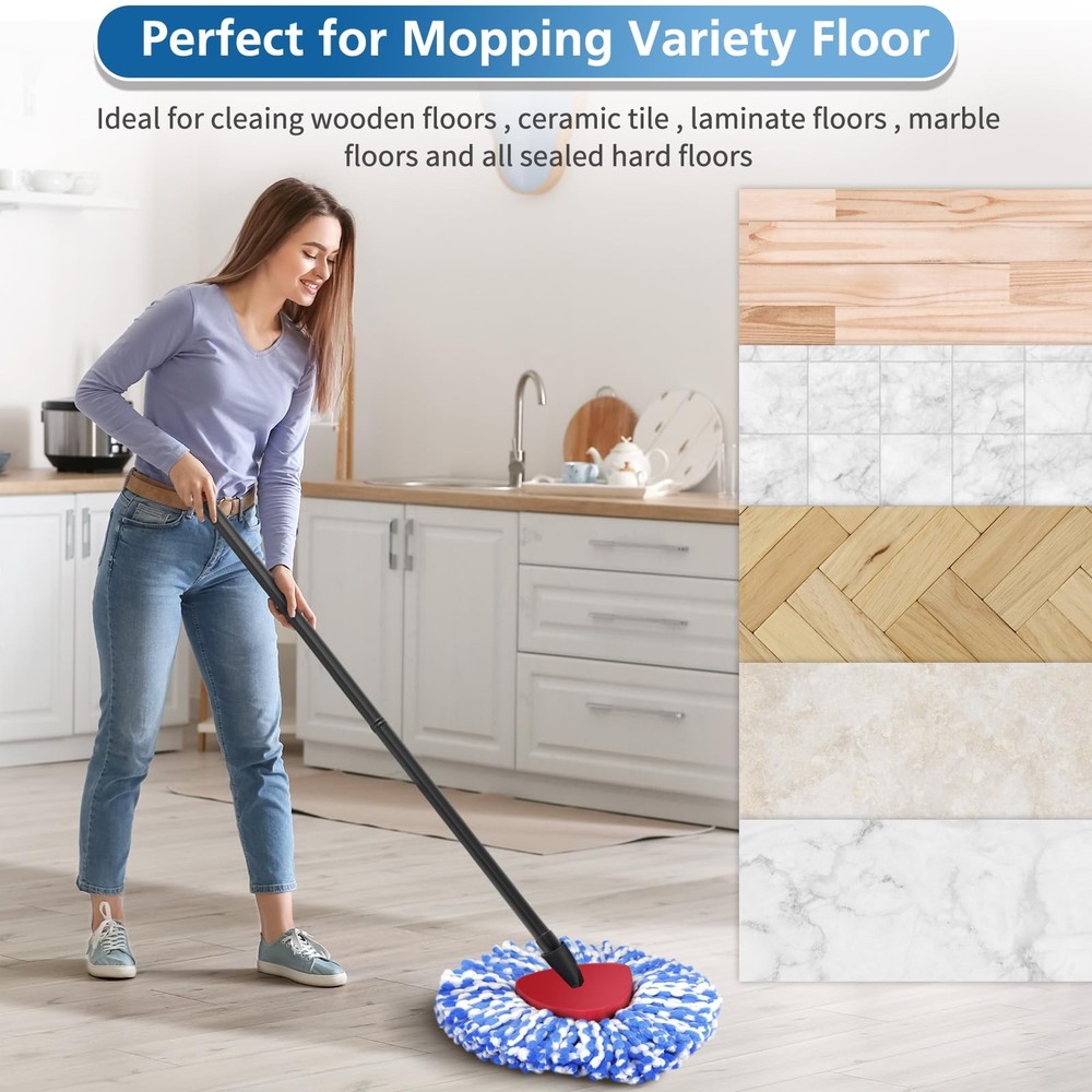 4 Pack RinseClean Spin Mop Replacement Head Spin Mop Refills Compatible with ...
