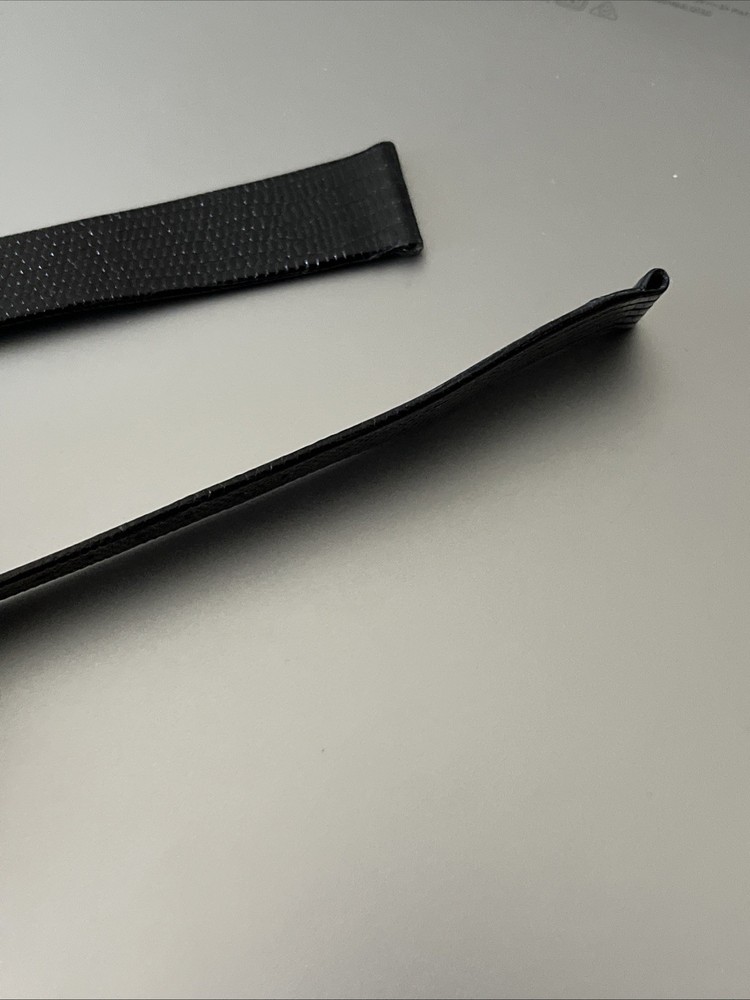 18 x 14 mm Watch Strap Lizard Leather Black Gloss Extra Thin LONG 8.2" Germany
