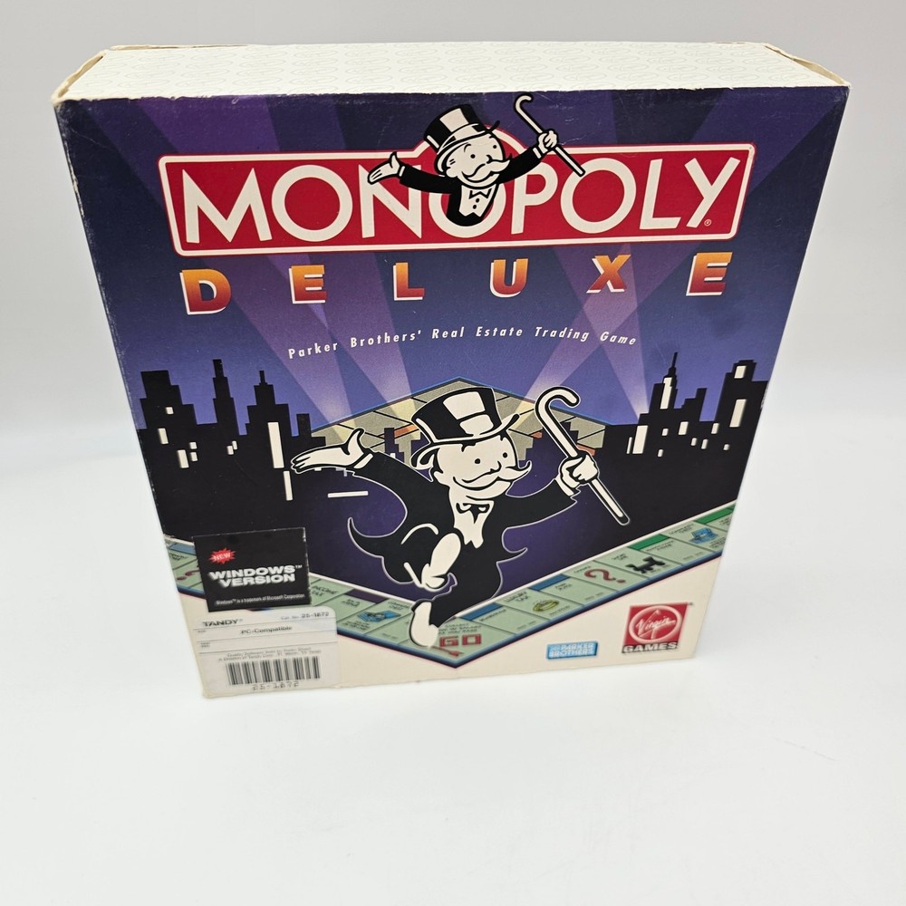 Vintage Monopoly Deluxe Computer PC Game Windows 1992 Virgin Games Complete