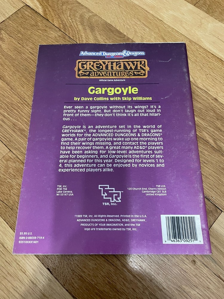 Advanced Dungeons & Dragons Gargoyle Greyhawk Original
