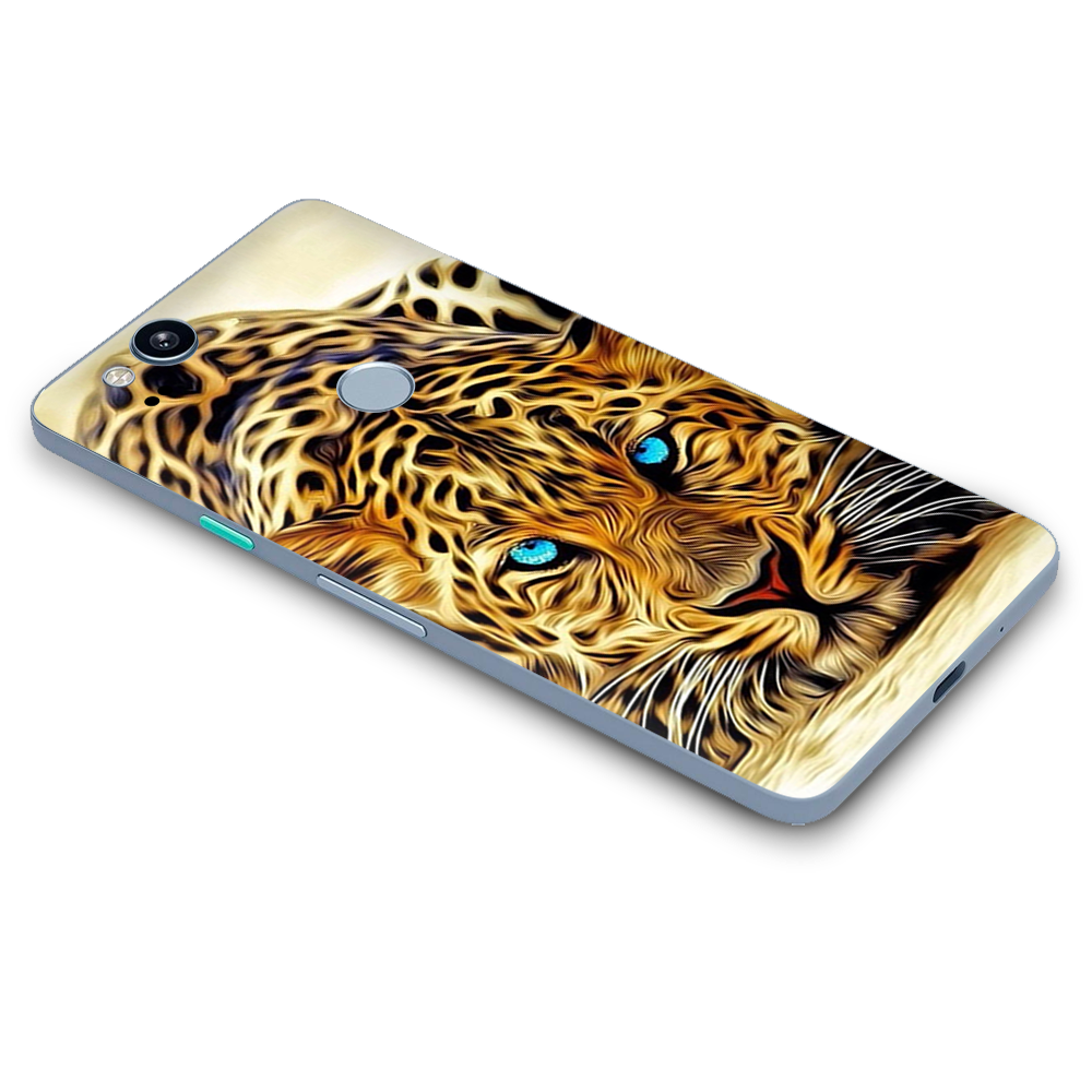 Google Pixel 2 Skins Decal Wrap Leopard with Blue Eyes