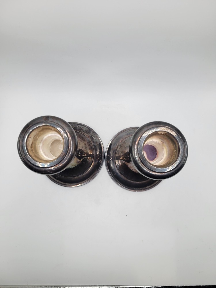 VTG Sheffield Silver Co Plated Candlesticks Pair Itlay