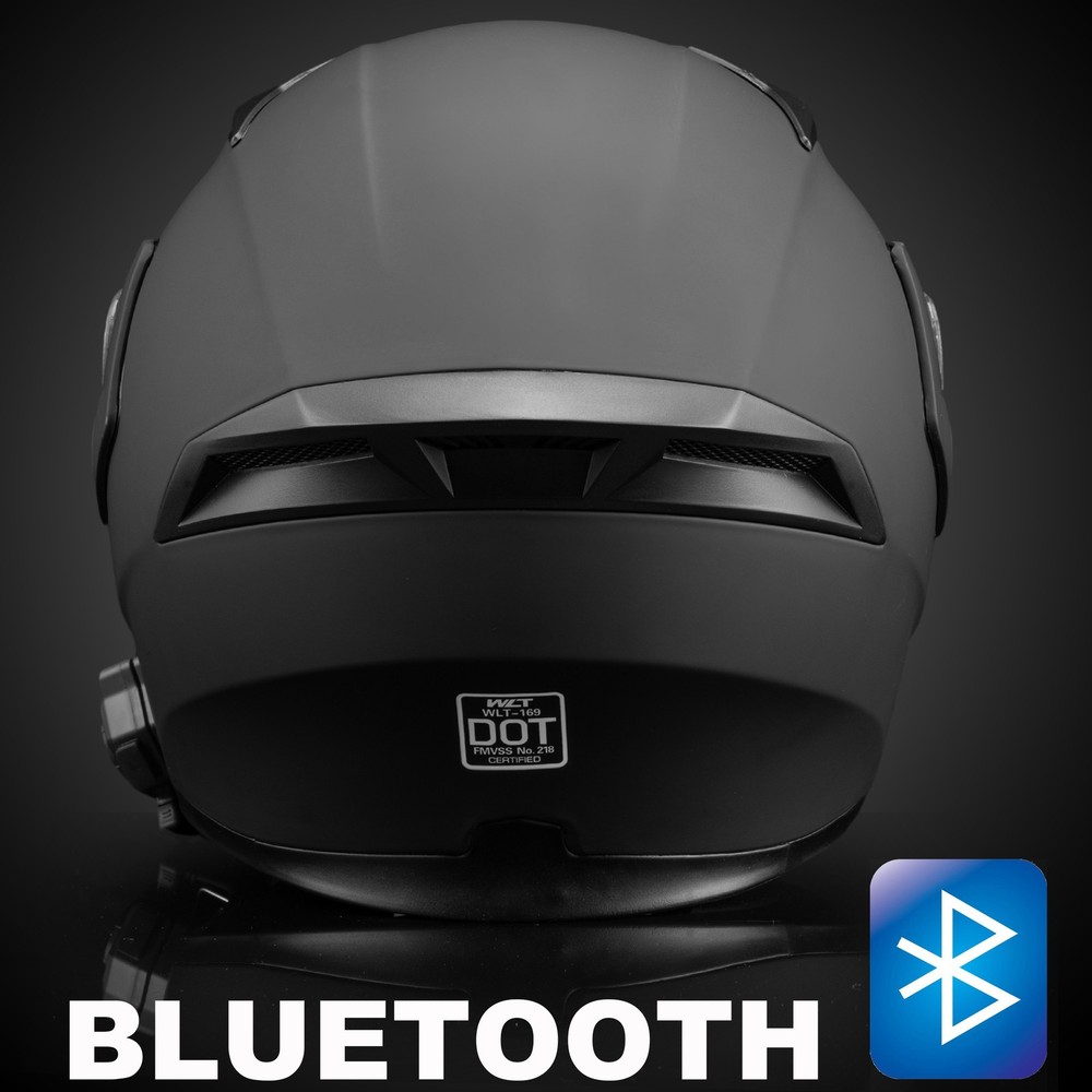 LED Dual Visors Flip Up Bluetooth Modular Full Motorcycle Helmet Intercom DOT