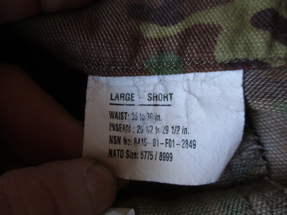 GI Issue OCP, Multicam Combat Pants with Knee Pads, LARGE SHORT