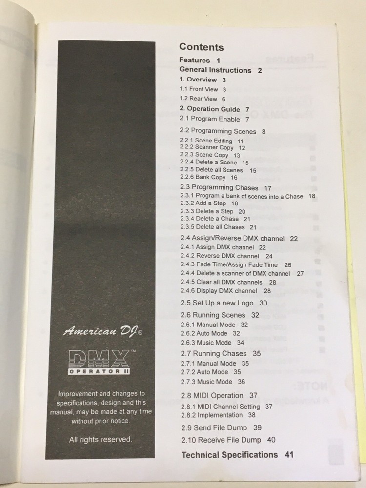 ADJ American DJ DMX Operator II DMX Lighting Controller User's Manual