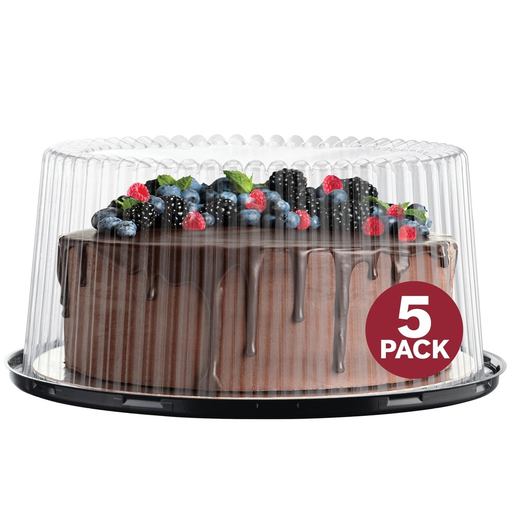10 - 11" Plastic Disposable Cake Carriers + Boards, White