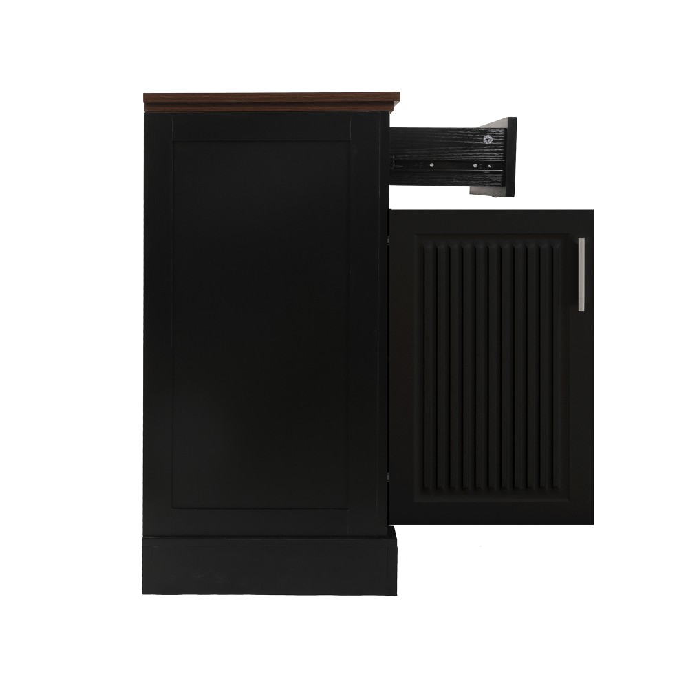 Modern Fluted Sideboard Buffet w/4 Doors & 3 Drawers for Kitchen Dining