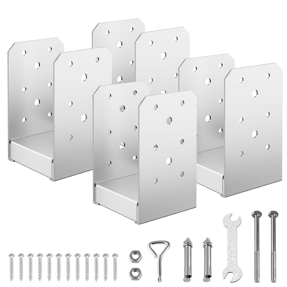 4"x 4" Stainless Steel Adjustable Post Base 4Pcs for Deck Railing Support