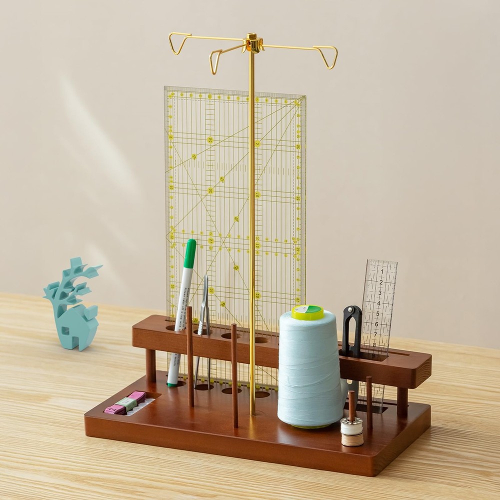 Baffect Thread Spool Holder With Sewing Organizer, 3 Spools Holder For Home S...