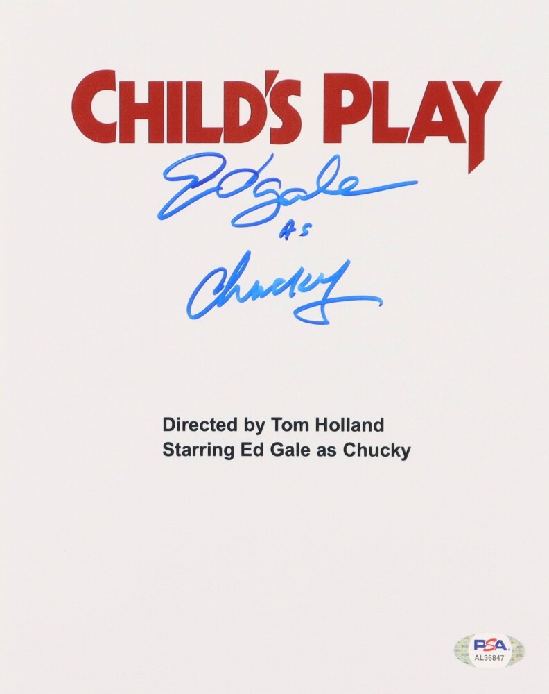 Ed Gale Child's Play Chucky Suit Actor Signed Script Cover PSA D