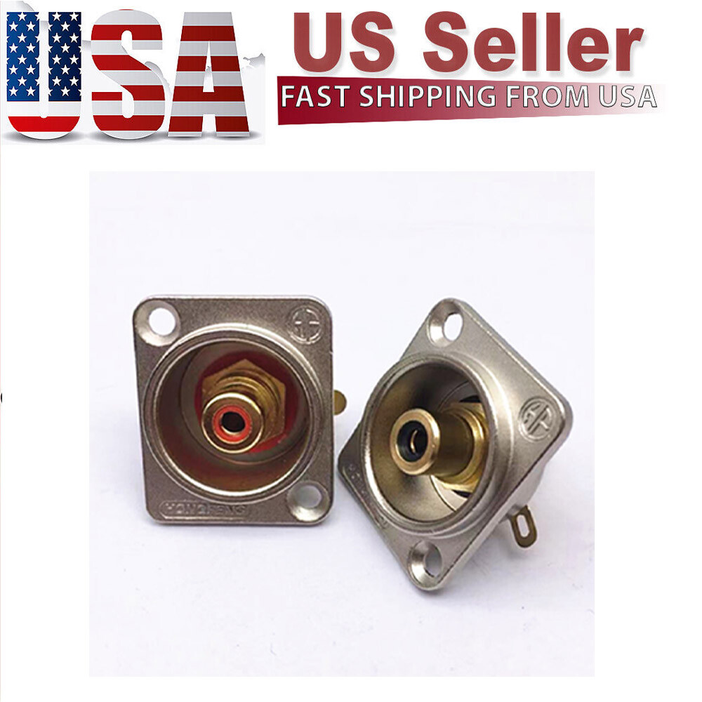 2pcs Silvery Female RCA Panel Mount Socket Connector Base Plate Welding Base