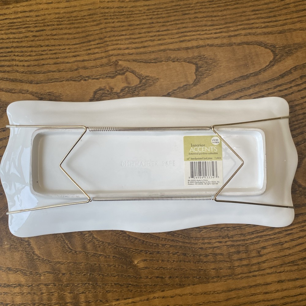 Hand painted leaf plate Rectangle Serving Dish 2005 Distributed by Jo-Ann Stores