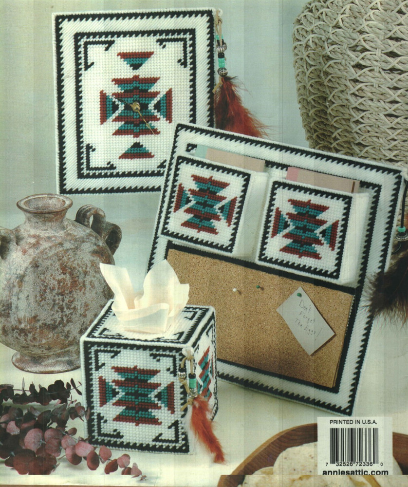 USED SOUTHWEST KITCHEN SET COASTERS PLACEMAT ANNIE'S PLASTIC CANVAS PATTERN BOOK