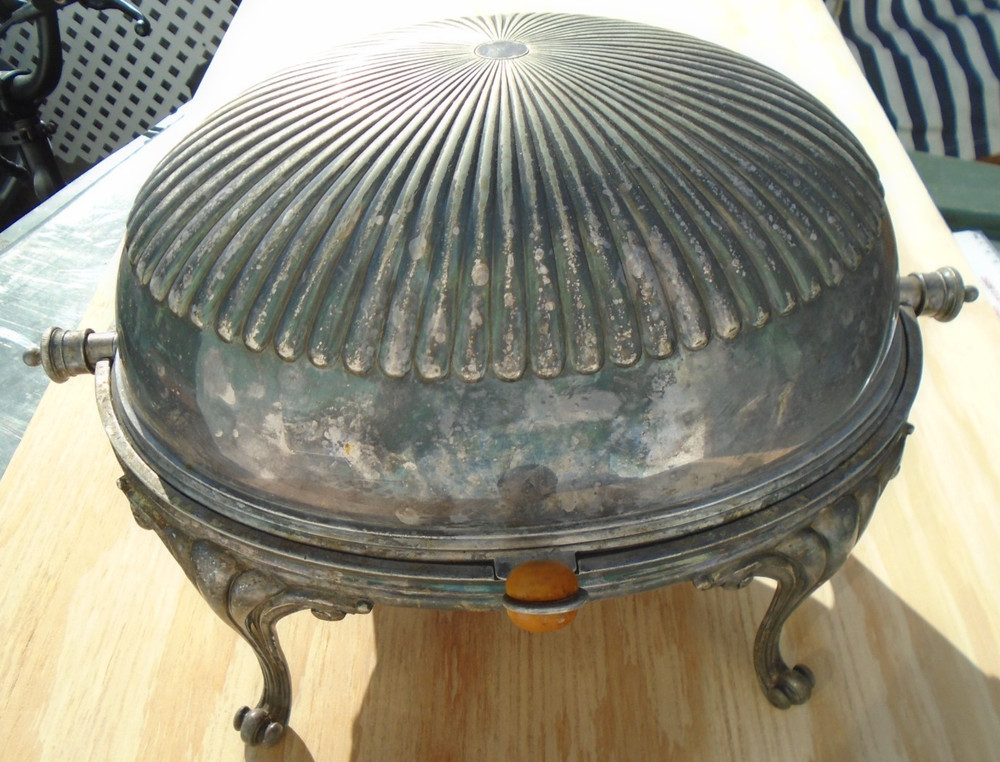 Breakfast Warmer Elkington 17407 Rolltop England Silverplate
