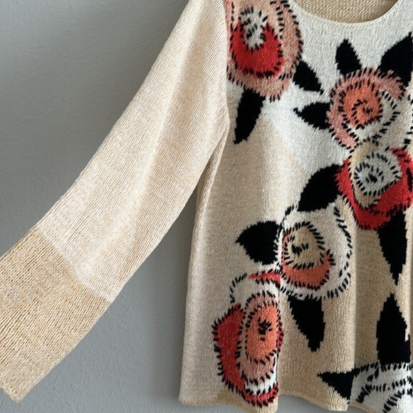 Multicolor Retro Floral Sweater medium--