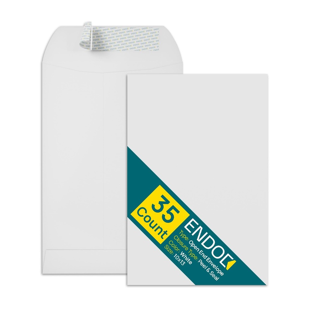 10x13 Envelopes Self Seal - 35 Pack - Open End White Mailing Envelopes for Ca...