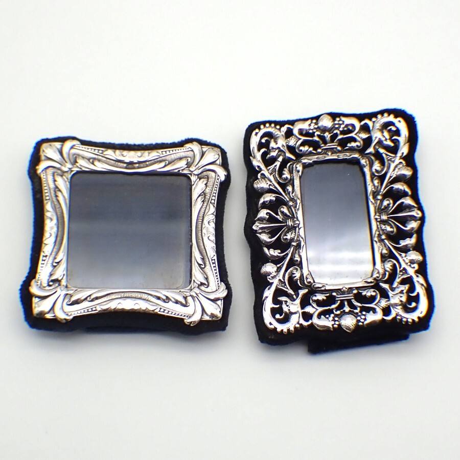 Ornate Small Picture Frames Pair Italian 800 Silver