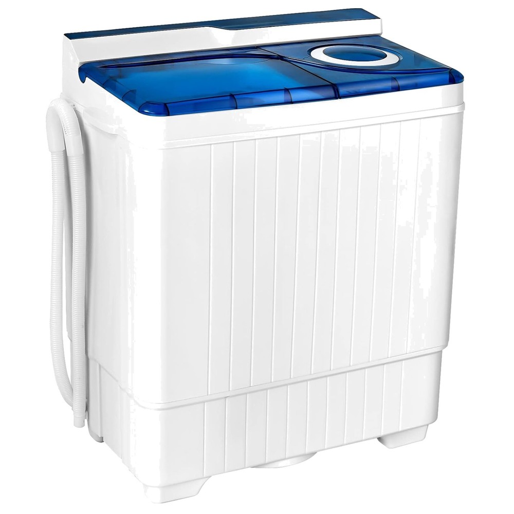 Portable Full-Automatic Top Load Washing Machine, 26lbs Capacity - Blue & White