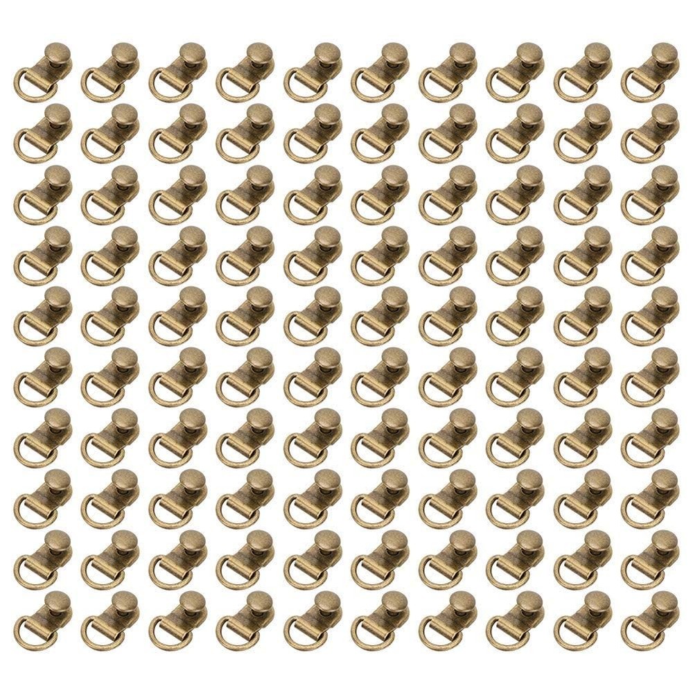 Shoe Boot Lace Hooks, 100 Sets D-Ring Eyelets with Rivets, Brass Bronze
