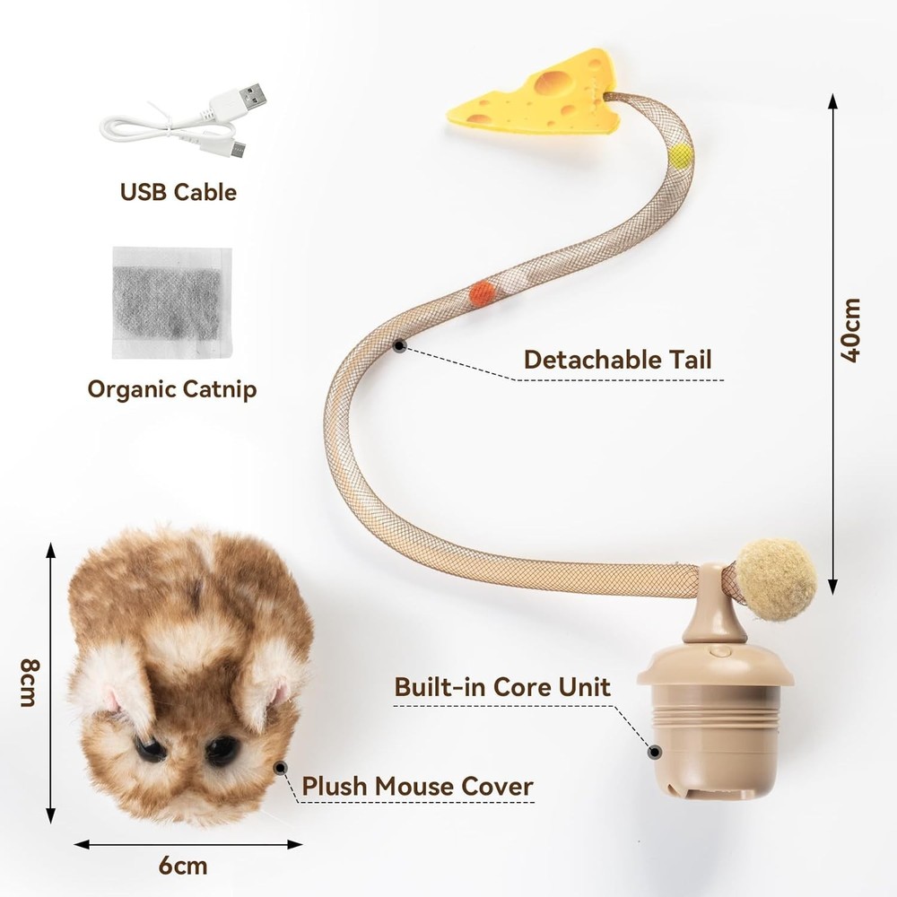 Interactive 360° Rolling MigiMouse Cat Toy with Wiggling Tail for Endless Fun