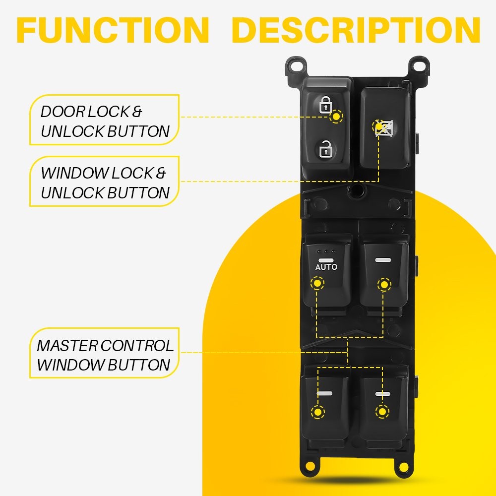 Power Window Control Switch Button Driver Side Front Black For Kia Rio 2012-2015