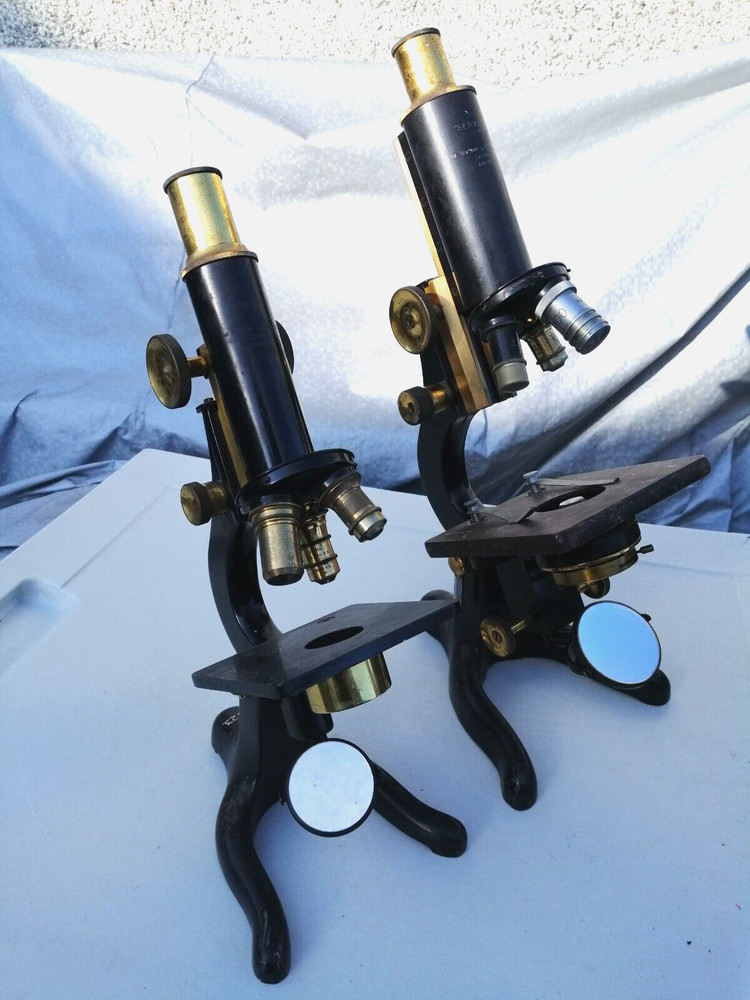 2 ANTIQUE BRASS WATSON MICROSCOPES KIMA AND SERVICES