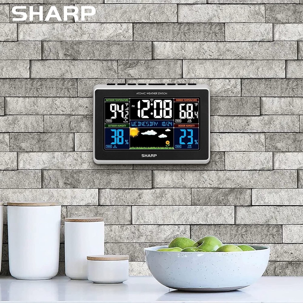 SHARP Atomic Weather Station Wireless Technology, 5-Function, w/ Outdoor Sensor