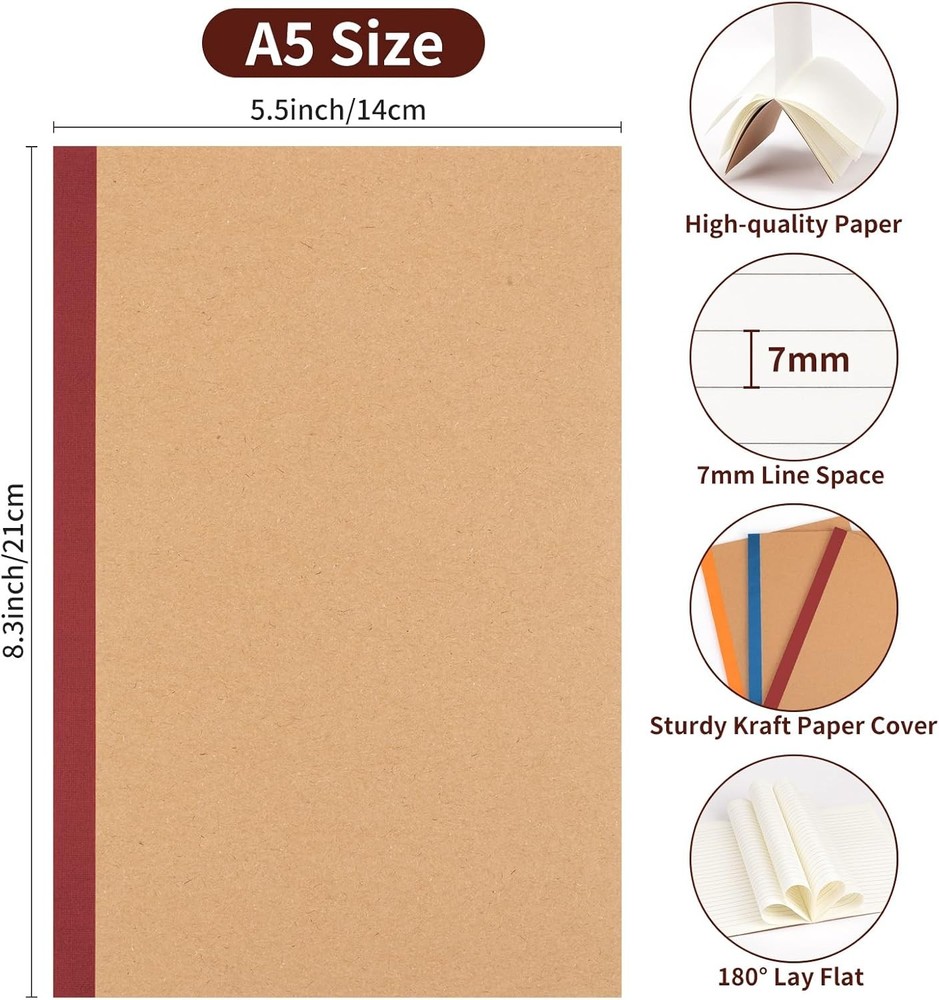 ALK Blank Notebook Journals Bulk, A5 Unlined Paper posit Notebook