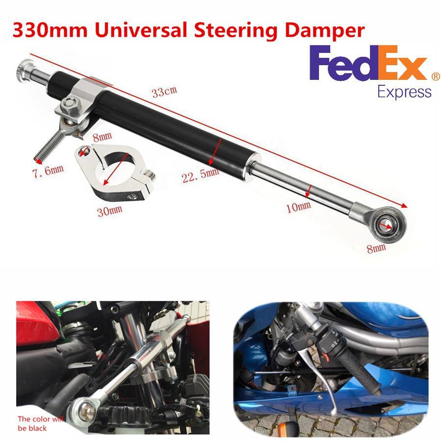 1PCS Motorcycle Universal Aluminum Steering Damper Stabilizer Linear 330mm New