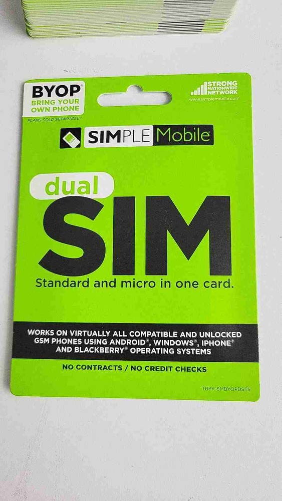35 X Simple Mobile Commissionable Sim Card - No Plan - Full Size Sim