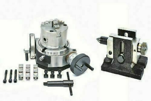 TILTING ROTARY TABLE 4" WITH 100MM SELF CENTERING CHUCK & SINGLE BOLT TAILSTOCK