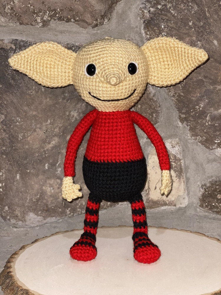 14” Crochet Christmas Tree Elf Dingle Decoration Handmade
